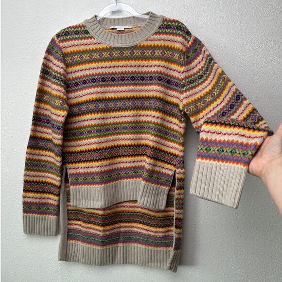 Stella McCartney Multicolor Zigzag Wool Women’s US 10 (EU 44) High Low Sweater